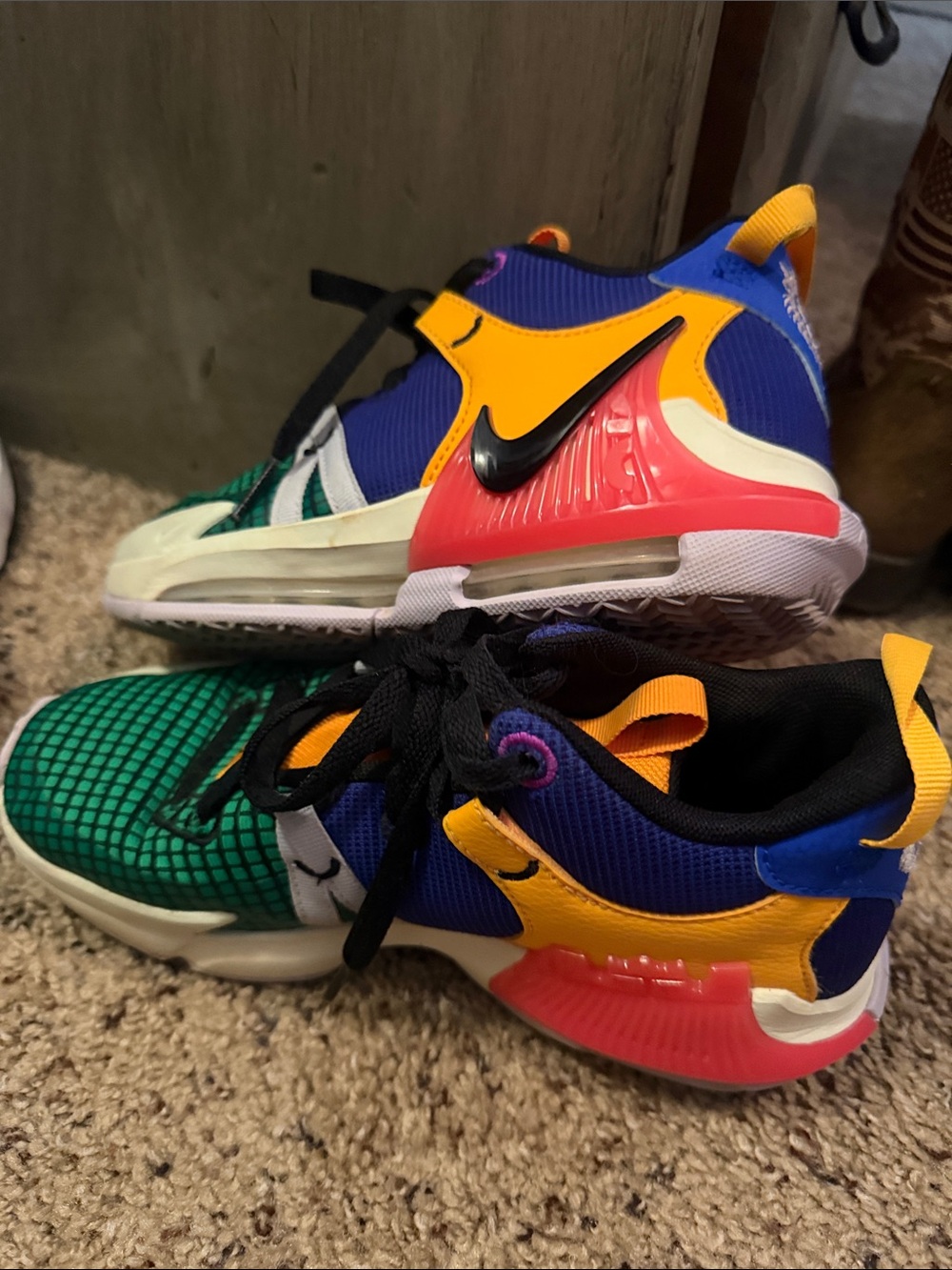 Nike Kids Multicolor Athletic Sneakers - Green/Blue/Yellow/Pink